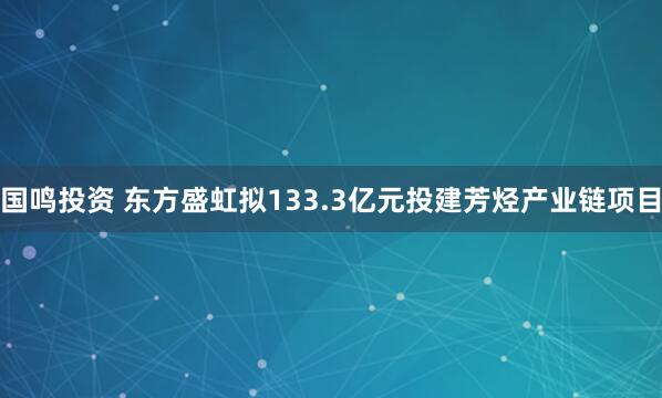 国鸣投资 东方盛虹拟133.3亿元投建芳烃产业链项目
