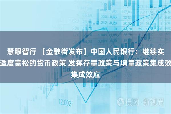 慧眼智行 【金融街发布】中国人民银行：继续实施适度宽松的货币政策 发挥存量政策与增量政策集成效应